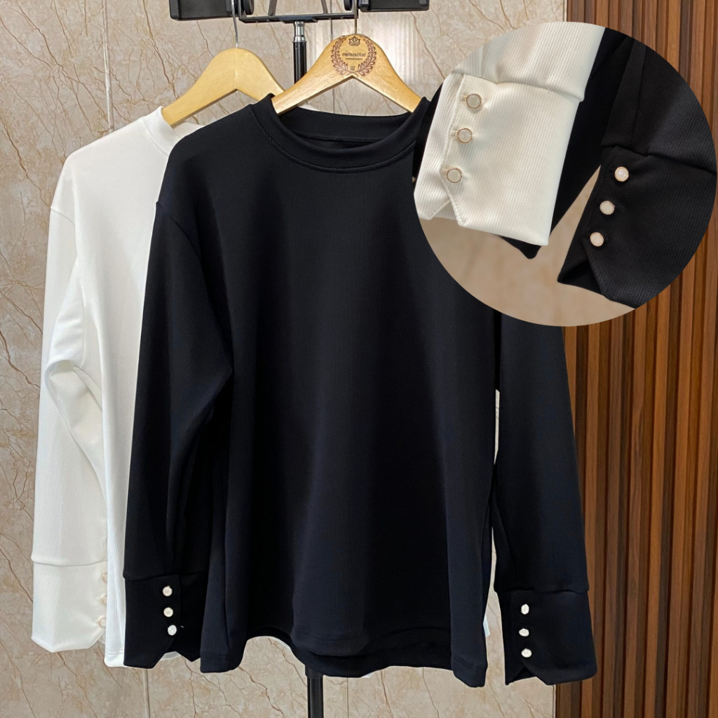Mafaza - Farra Top Knit Button - Inner Manset Lengan Panjang -  Baju Manset Atasan Wanita - Blouse R