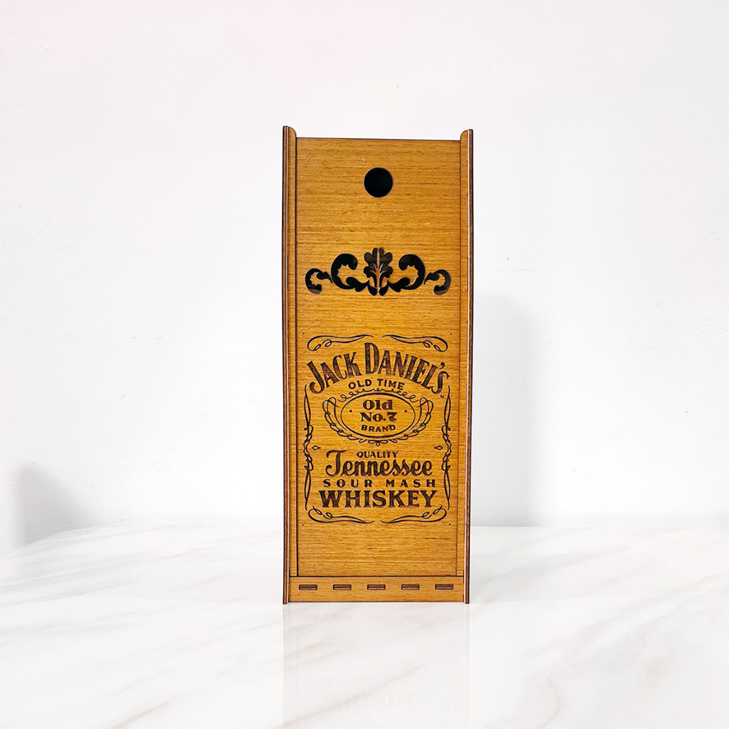Kotak Kayu Sliding Box Botol Whiskey untuk Botol Jack Daniels