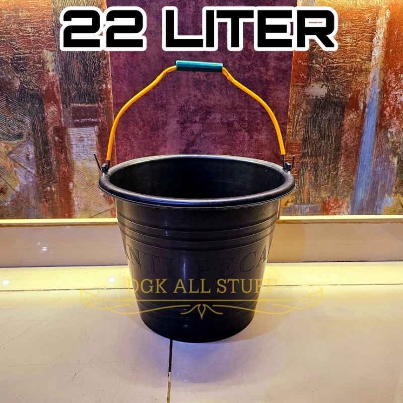 Ember Plastik Bergagang Gagang cor Semen ANTI PECAH Hitam PLASTIK KARET 22 Liter 22 L 22L TEBAL
