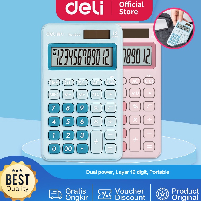 

KODE J46C Deli Desktop Calculator Kalkulator Meja Mini Portable Dual Power Lucu 12