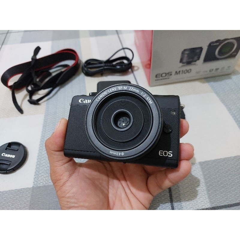 canon eos m100 + lensa fix canon stm 22mm black