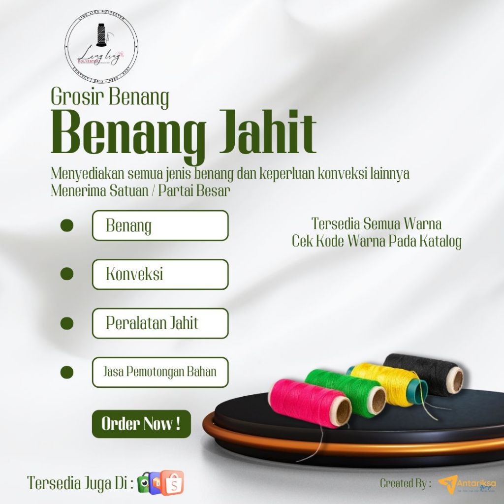 BENANG JAHIT YARD MURAH TERSEDIA BERBAGAI MACAM WARNA DAN JENIS MENERIMA SATUAN ATAU PARTAI BESAR ME