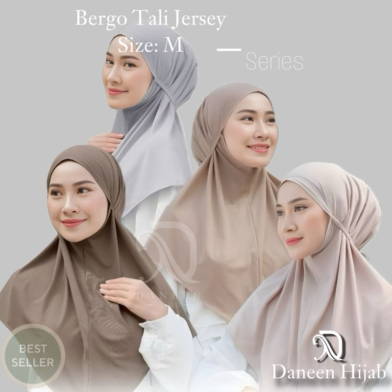 Hijab Bergo Maryam Jersey Non Pad ukuran M Menutup Dada / Jilbab Instan / Kerudung Tali non pad