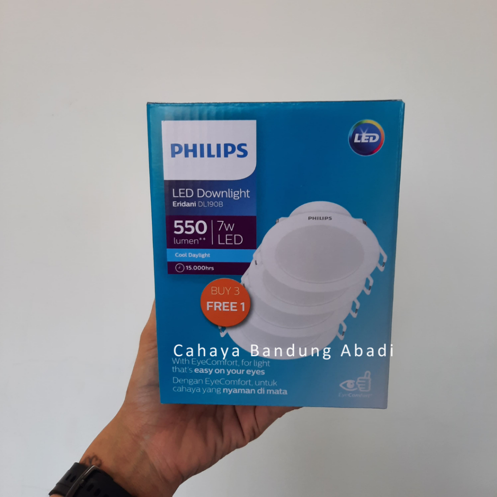 Philips Lampu Downlight LED Eridani Multipack Paket 7 Watt 7W Putih Kuning / 6500K 3000K / 3+1 Isi 4