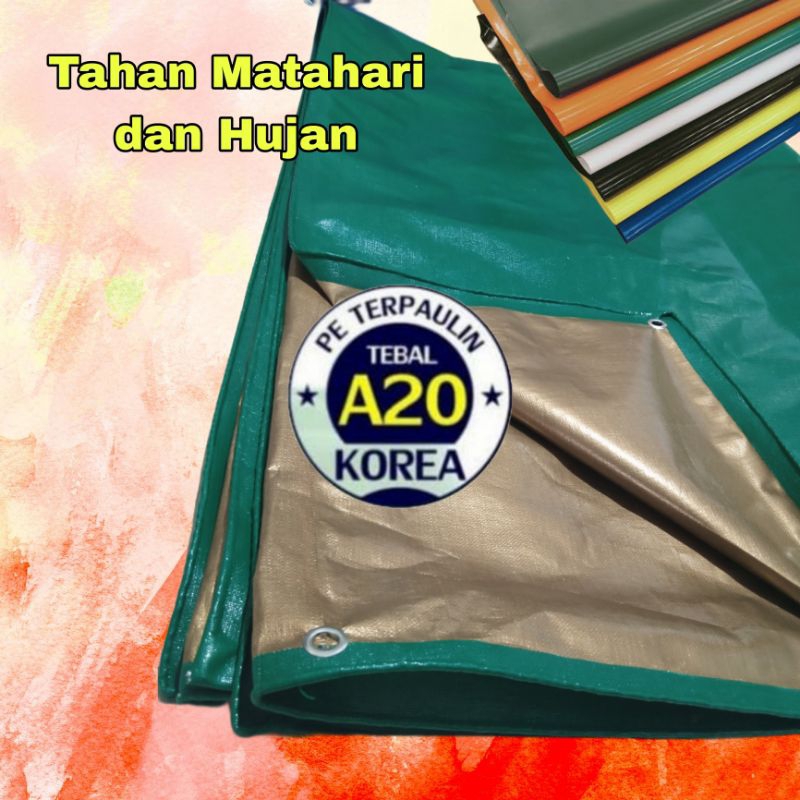 Terpal A20 warna green gold terbaik ukuran 6x13 meter
