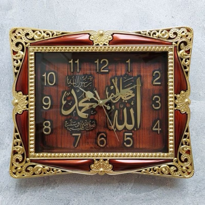 JAM DINDING KALIGRAFI NUANSA MUSLIM LAFADZ ALLAH DAN MUHAMMAD 8840 Diameter 34 cm
