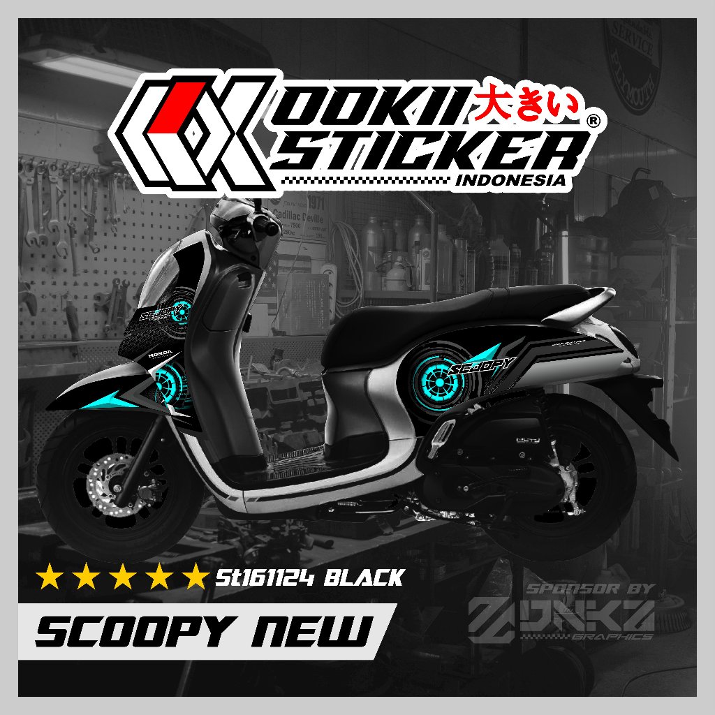 Stiker Scoopy New 2021 Decal Striping Scoopy 2021 Premium Racing Variasi ST161124 Black OOKII Sticke