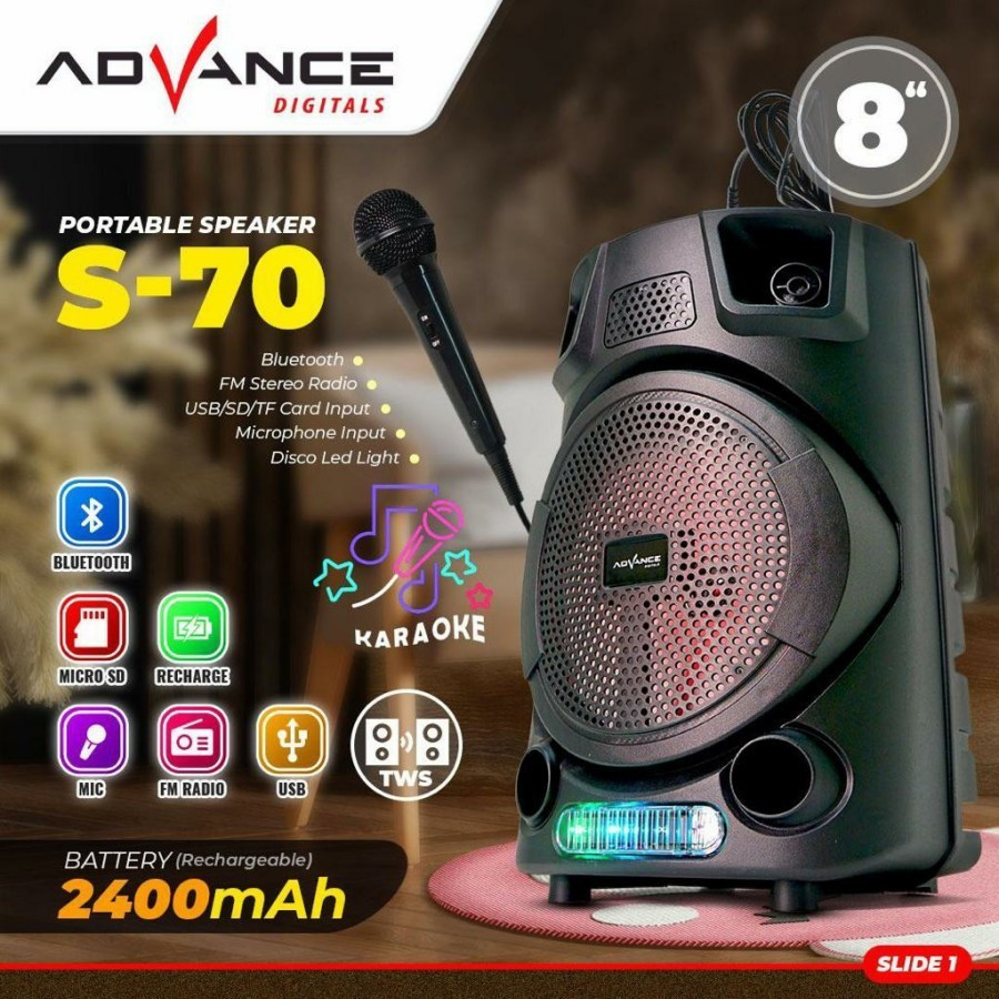 Speaker Portable Advance S-70 8" Speaker Meeting S 70 Free Mic