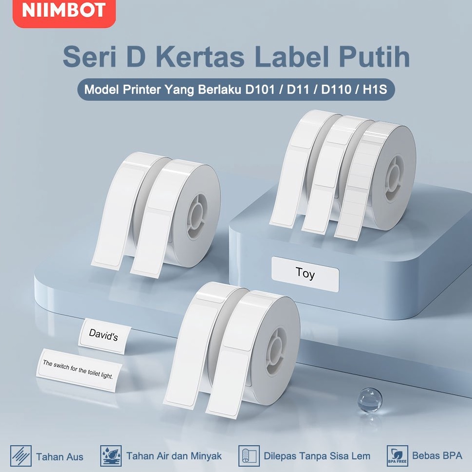 

KODE F15O NIIMBOT D11D11D11 Thermal Stiker Label Putih Tahan Air AntiMinyak AntiGores