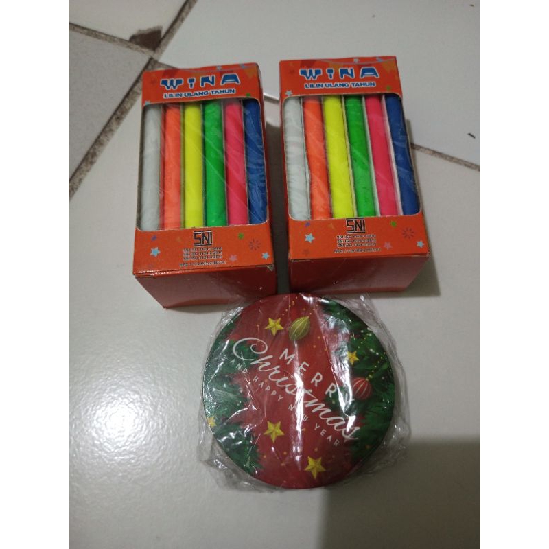 lilin kecil natal dan tatakan lilin kecil sepaket