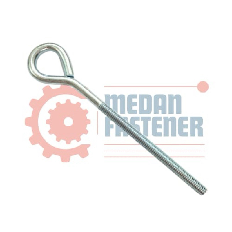 Baut Gantungan Hook Bolt 1/4 inch Gantung eye tertutup roofing tutup M6 Drat Kasar