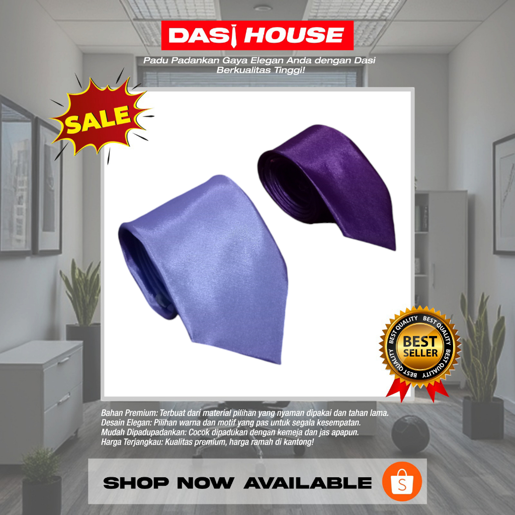 Dasi Ungu Tua & Muda Polos Standar Formal
