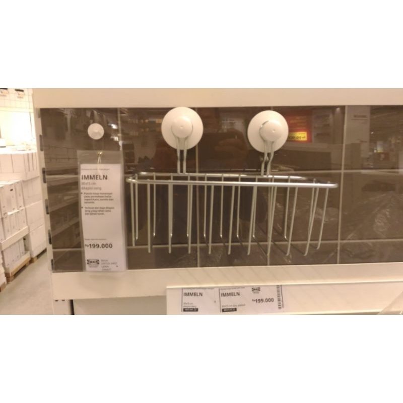 IKEA IMMELN rak sabun suction cup keranjang barang tempel kaca 30x15cm
