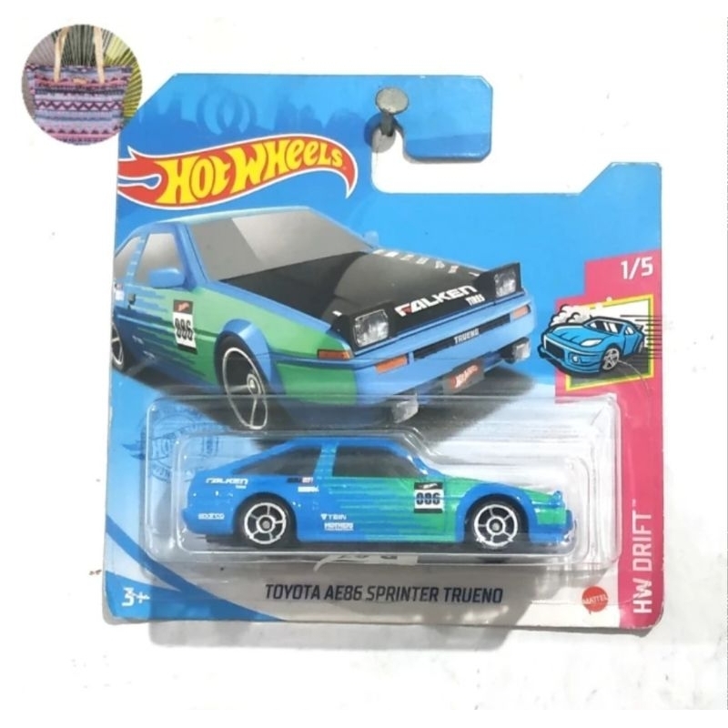 Hot Wheels Toyota AE86 Sprinter Trueno Falken Hijau biru Ijo Short Card