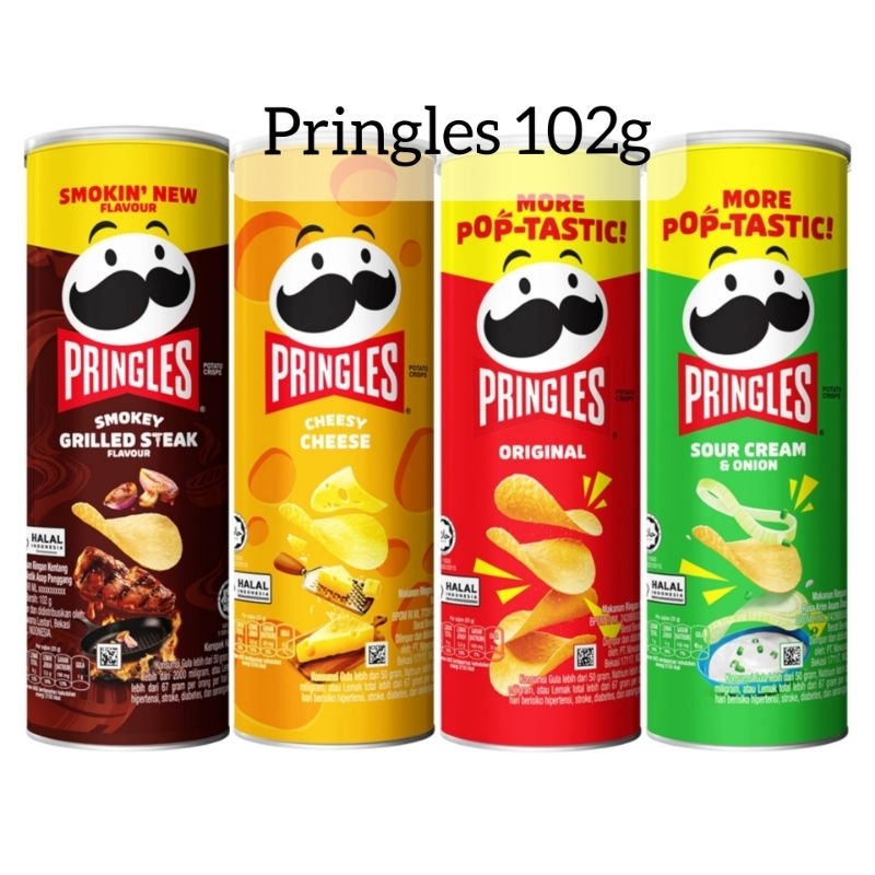 

Pringles Potato Crisps Original, Cheesy Cheese, Sour Cream Onion, Smokey Grilled