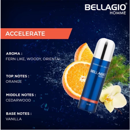 BELLAGIO Homme Deodorant Spray / Deo Semprot Pria 175 ML
