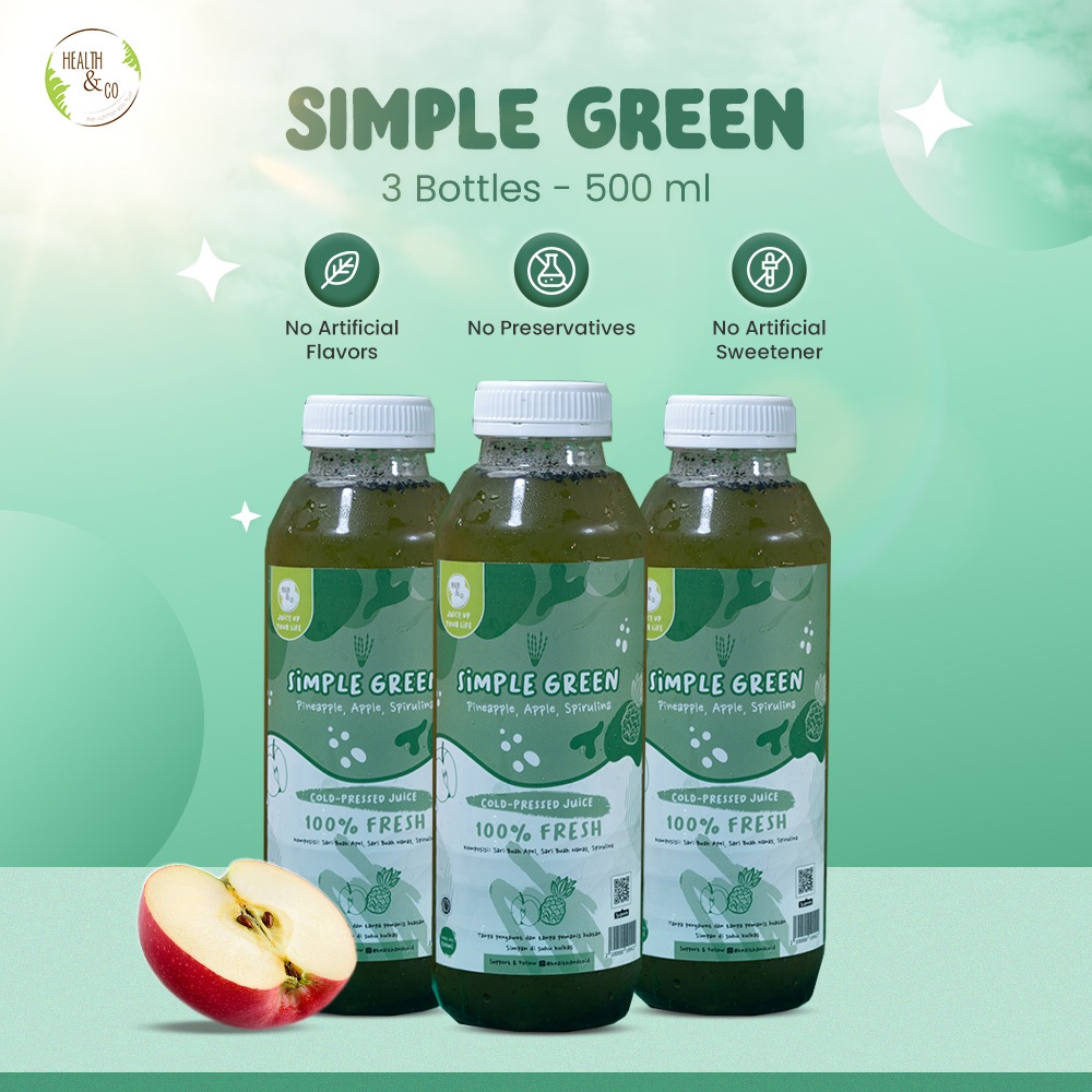 

Health & Co - Simple Green Drink - Minuman Sehat - 3 Bottles @500ML