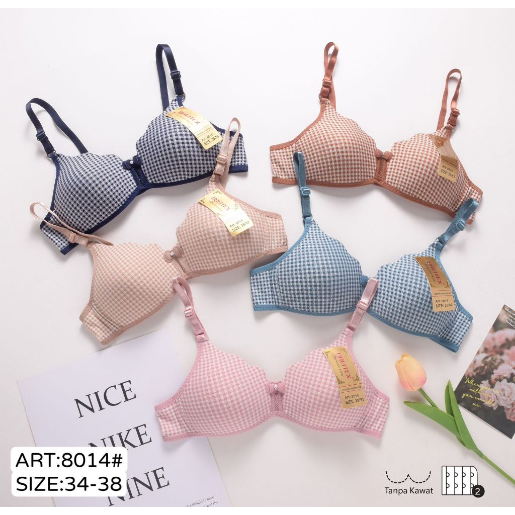 BRA BH WANITA REMAJA KOREA BERGELOMBANG TANPA KAWAT CUP KECIL 8014 BREITEX