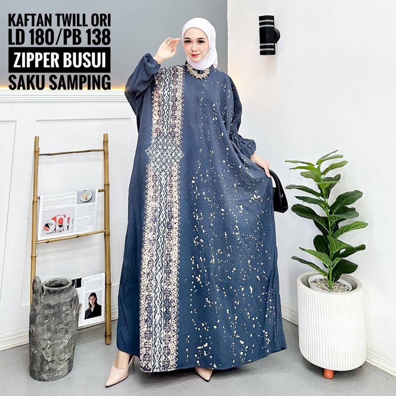 Kaftan Twill Ori Super Jumbo Kombinasi Adem Nyaman Muslimah