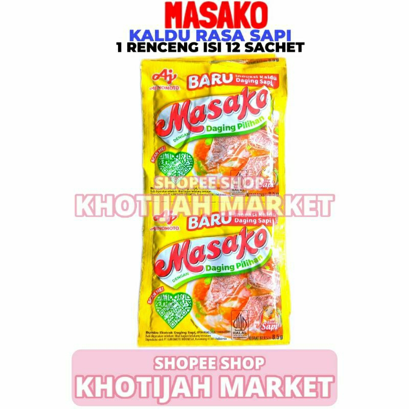 

Kaldu Sapi Masako 1 Renceng Isi 12 Sachet