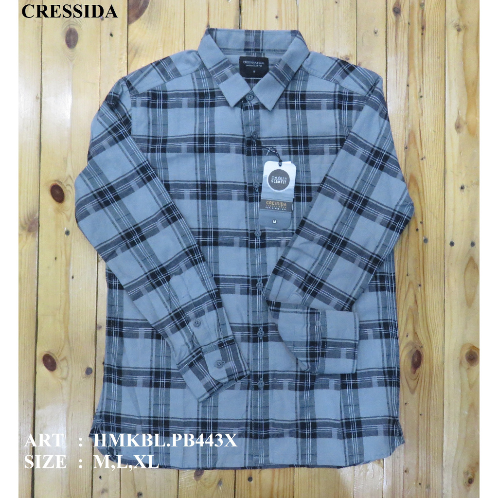 KEMEJA PRIA LENGAN PANJANG SLIM FIT MEREK CRESSIDA ART: HMKBL.PB443X PRICE Rp.432.900
