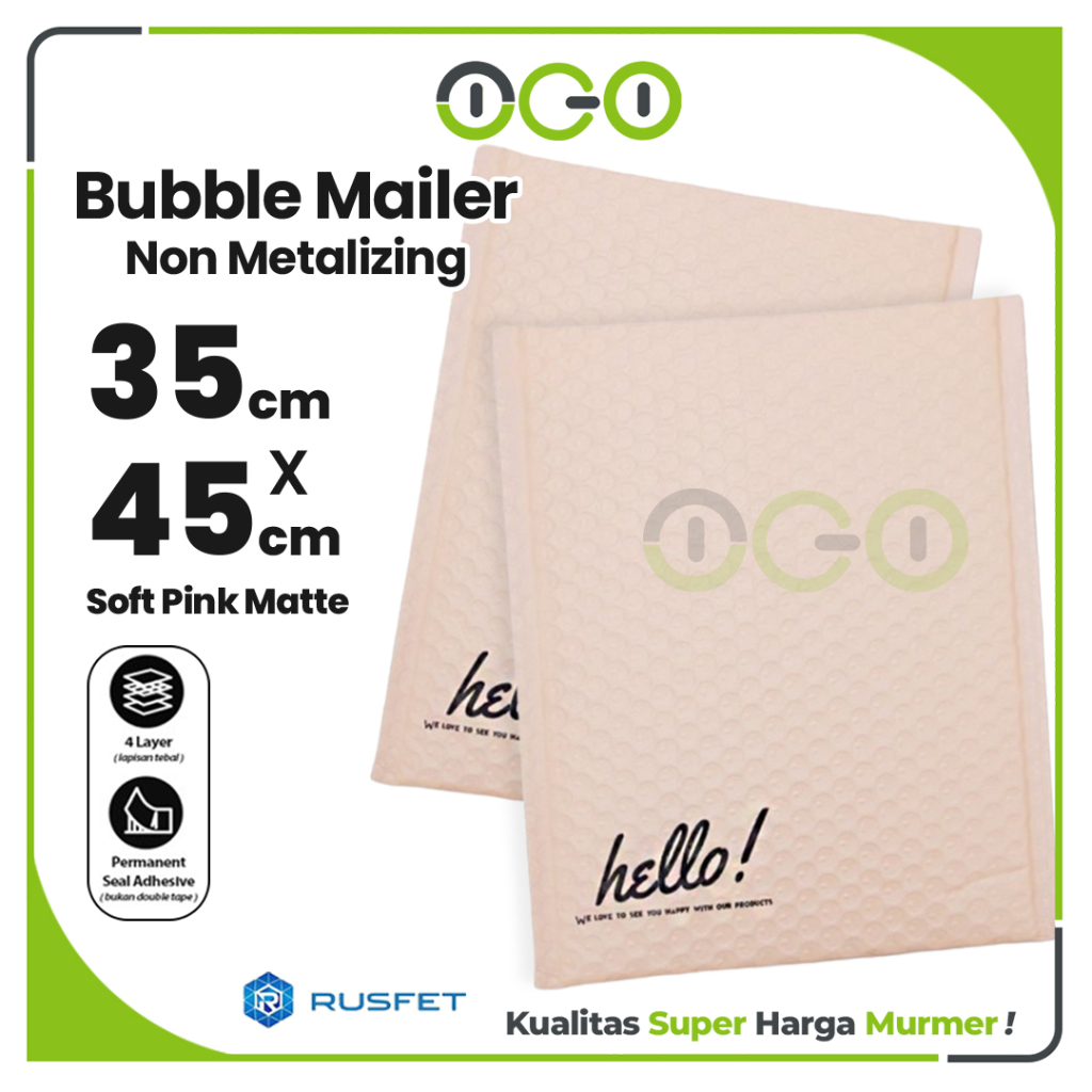 

Amplop Bubble Mailer Soft Pink 35 x 45 cm Harga Satuan / Amplop Packing Olshop Hello Series Rusfet