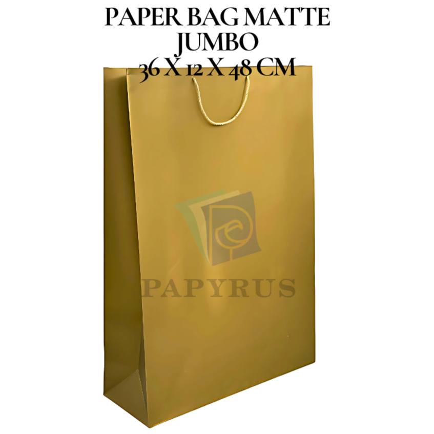 

PAPER BAG POLOS / HAMPERS BAG / GOODIE BAG / SOUVENIR BAG / TAS KADO POLOS / GIFT BAG / PAPER BAG MATTE DOFF JUMBO GOLD EMAS