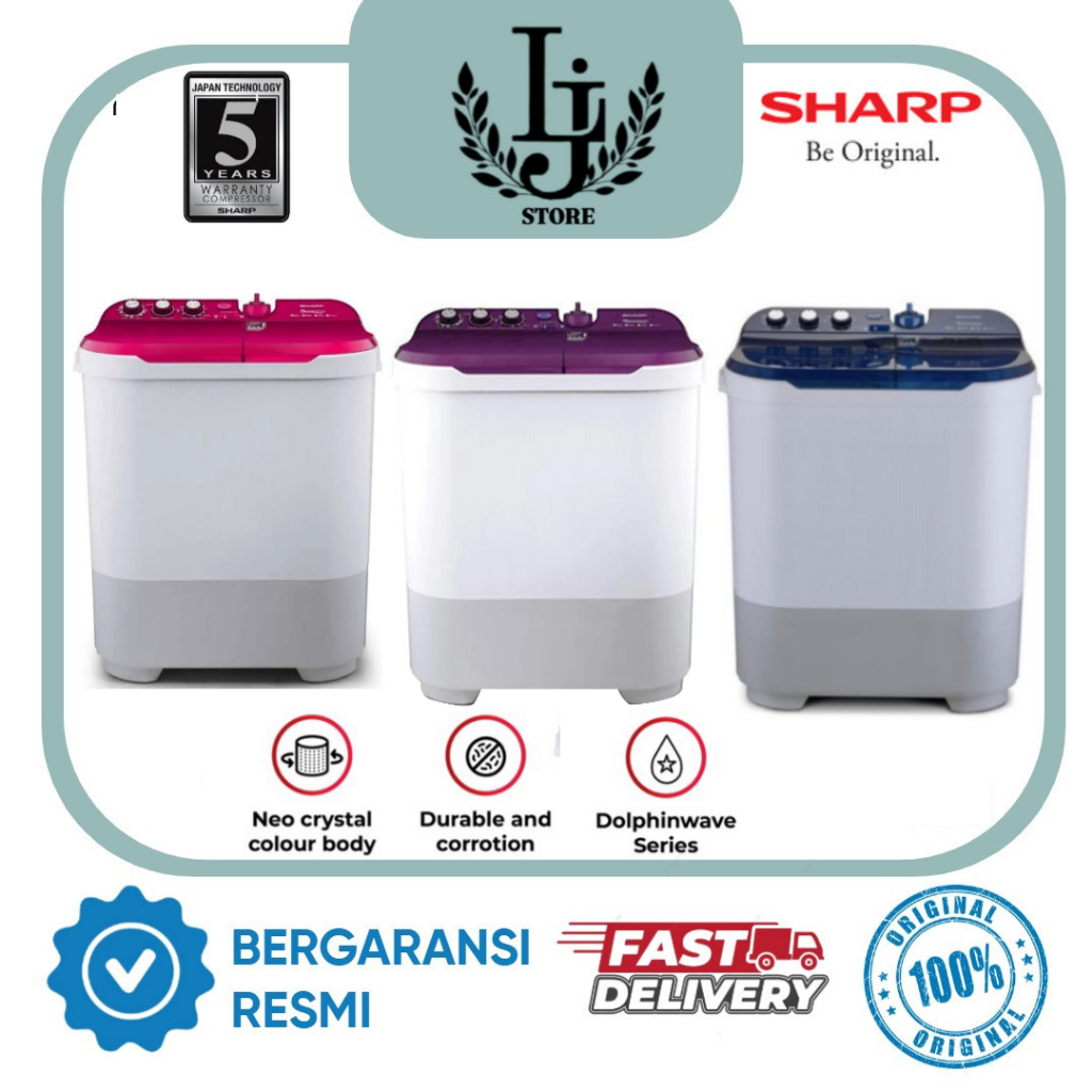Mesin Cuci Sharp 2 Tabung EST1090 /EST1290 / EST1490 Mesin Cuci Satu Tabung 10KG / 12KG / 14KG Sharp