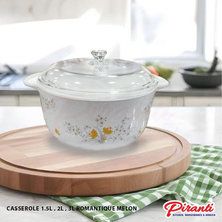 Luminarc Vitroline Panci Casserole Romantique Melon + Tutup Kaca Set