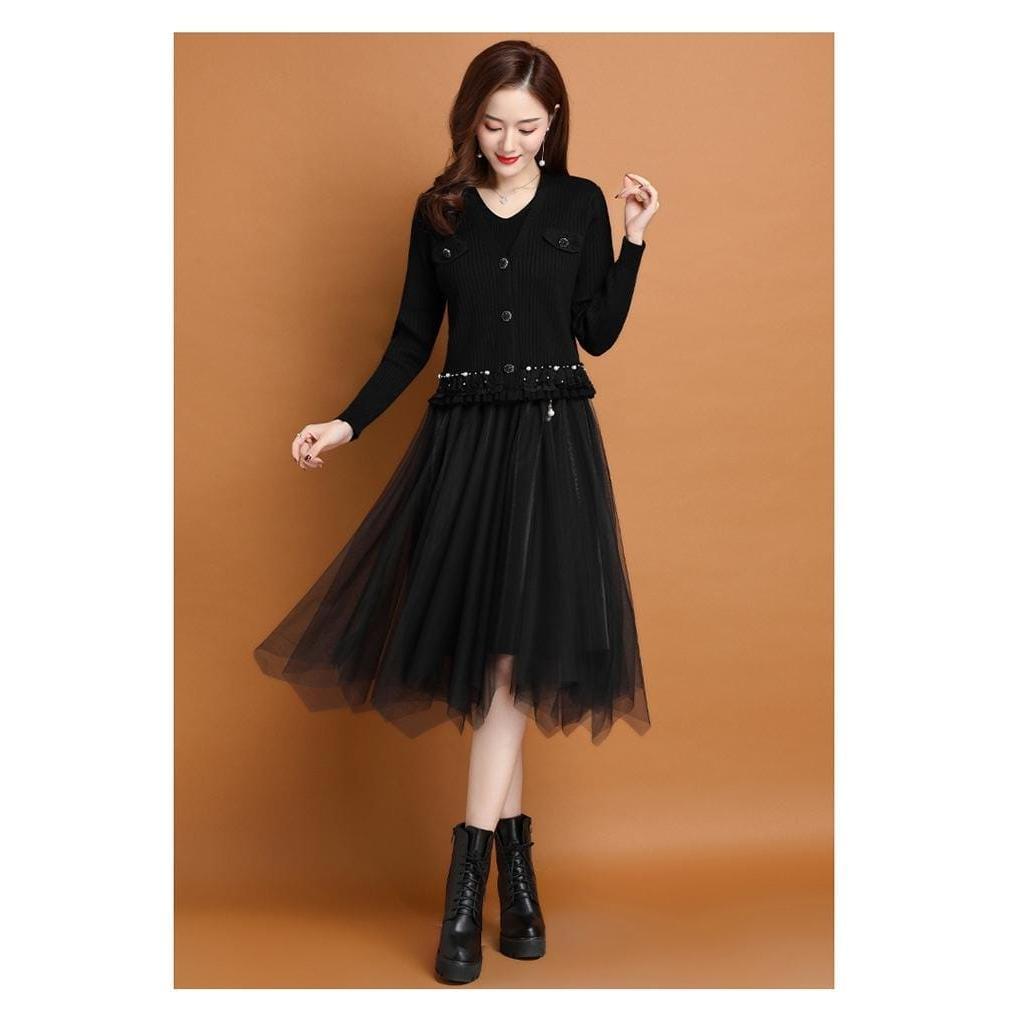 A1091 DRESS RAJUT TILE WONA SUPER PREMIUM