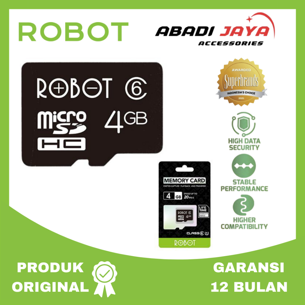 KARTU MEMORI HP MICRO SD ROBOT 4GB 8GB 16GB 32GB MEMORY CARD