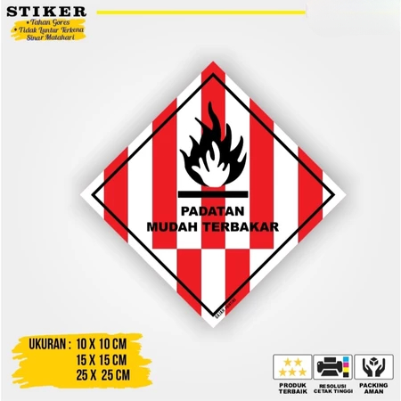 

Sticker Simbol B3 Hazmat Padatan Mudah Menyala Label K3 Limbah