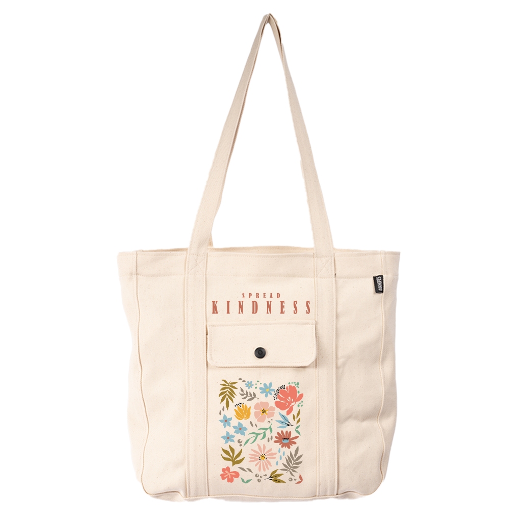 Oakhopes - Tas Tote Bag Kanvas Cream - Totebag Resleting Pria Wanita - Xeva Bag