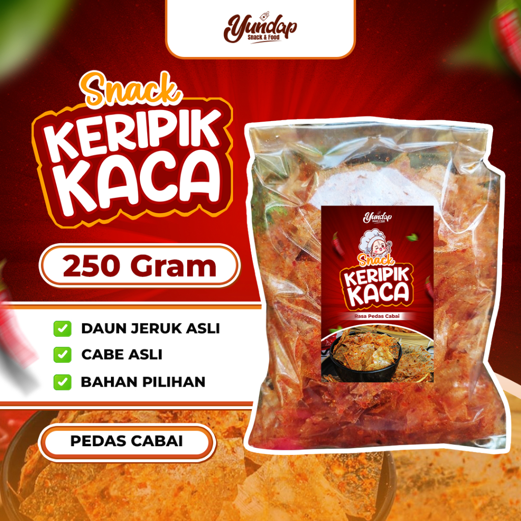 

Kripik Kaca (KRIPCA) Pedas/Original Daun Jeruk (250gram) - Cemilan Kekinian - Yundap Snack & Food