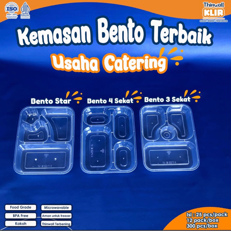 Thinwall Bento Sekat 4 / Thinwall Star / Thinwall Bento Plastik / Tray Bento / Kemasan Makanan