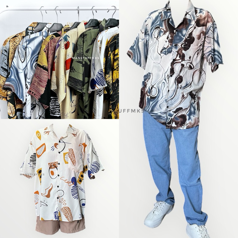 Kemeja Pantai Motif Santai Hawai pria wanita Kemeja Vintage