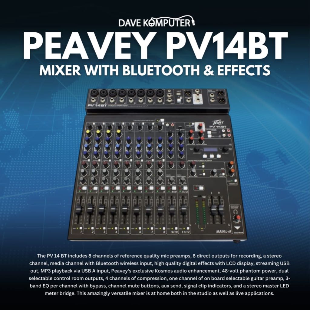 Peavey PV14BT / PV 14BT / PV 14 BT Mixer with Bluetooth and Effects