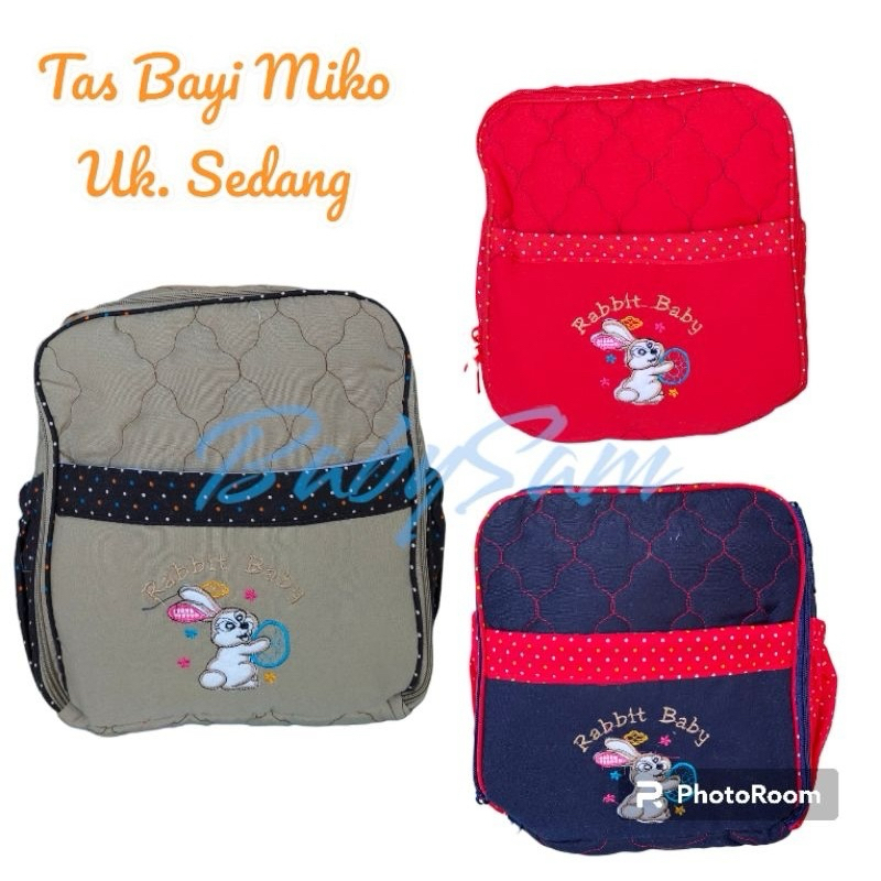 Tas Perlengkapan Bayi Miko Bordir Rabbit || Tas Perlengkapan Bayi Ukuran Kecil