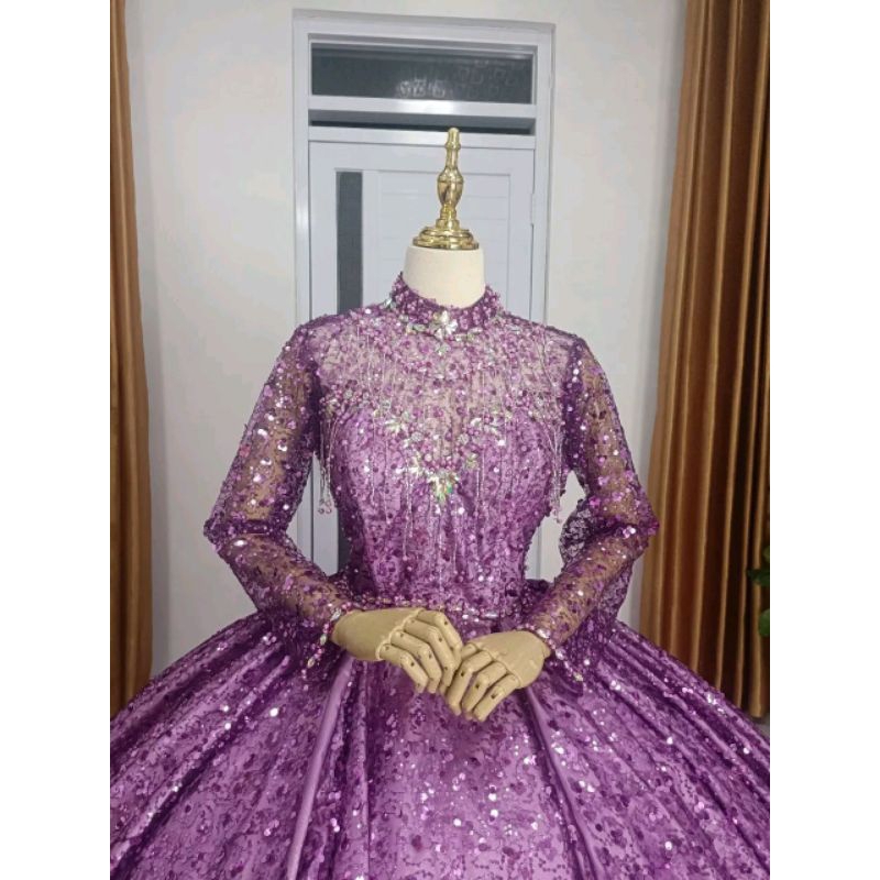 PRELOVED Gaun pengantin Squin full payet