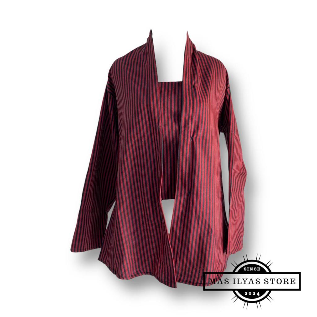 Kebaya Tradisional Wanita Merah/Baju Wanita Dewasa/Kebaya Lurik Wanita Dewasa Merah