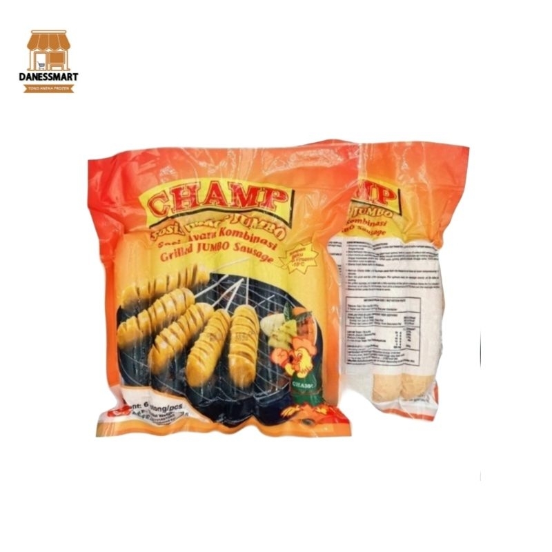 

Champ Sosis Jumbo Ayam isi 6 batang 500gram Jumbo Chicken Sausage