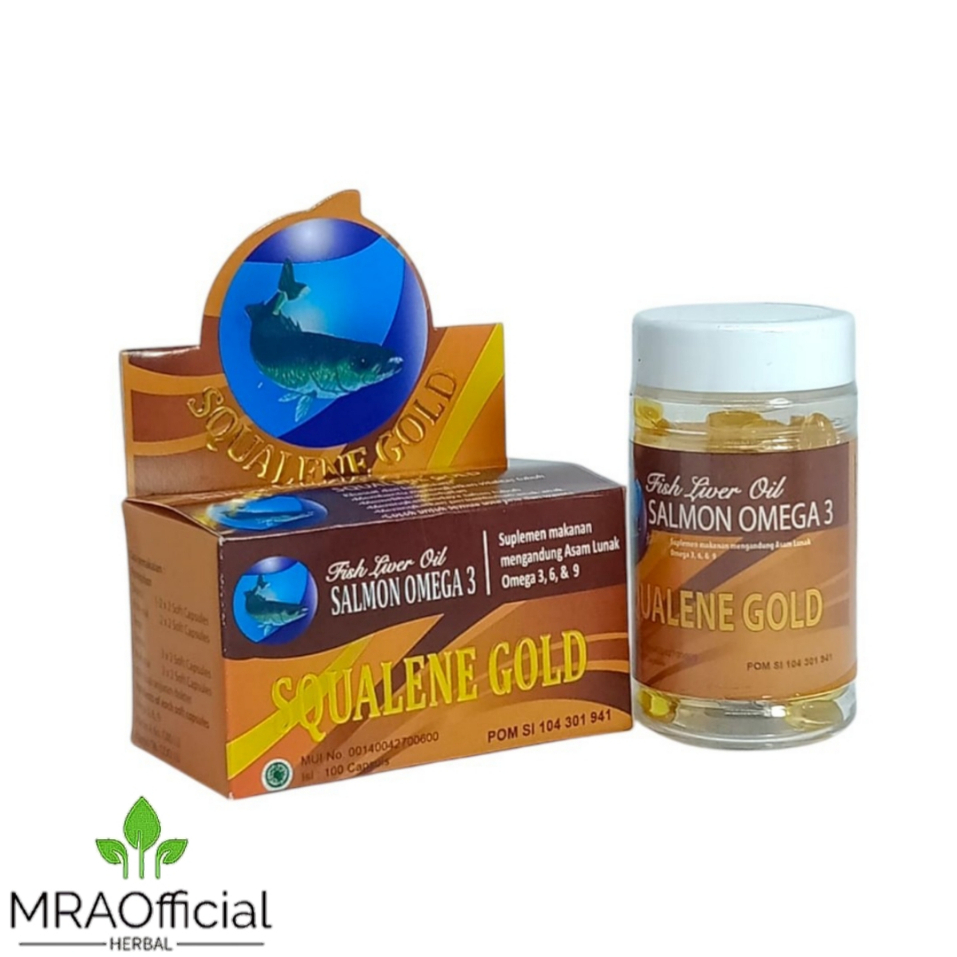 Squalene Gold 100 Kapsul | Fish Liver Oil Salmon Omega 3 | Minyak Ikan Squalen Gold