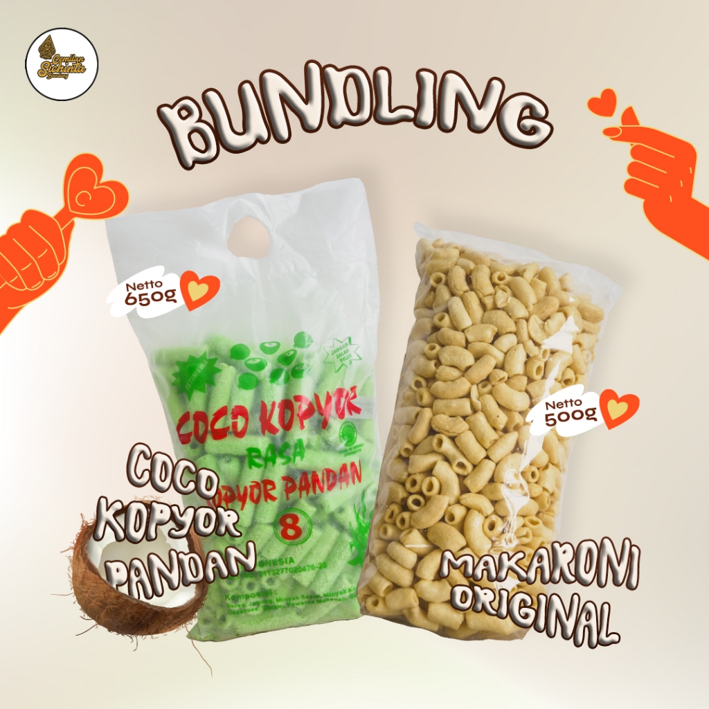 

Bundling Coco Kopyor 650gr + Makaroni 500gr Cemilan Sichinta