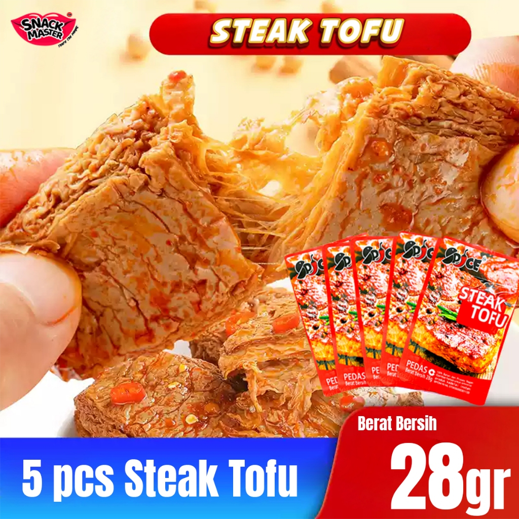 

SNACK MASTER MART - HALAL SNACK PREMIUM - Cemilan Steak Kering Rasa tahu Pedas, Snack Vegetarian, Produk Khas China, Cemilan Rasa Pedas, Makanan Ringan, dan Produk Olahan Tahu Vegetarian