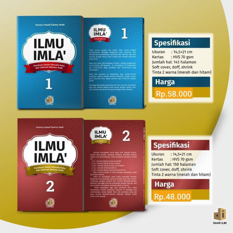 

Ilmu Imla' Jilid 1 dan 2 Panduan Dasar Menulis Kata dan Kalimat Bahasa Arab Daar Ilmi