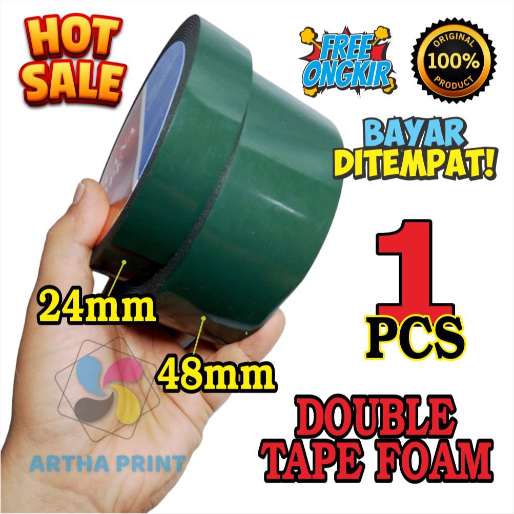 

HARGA MURAH Double Tape FOAM DOBEL Busa | Double Tape 2 sisi | 1inch & 2 inch x 5 meter 1 PCS