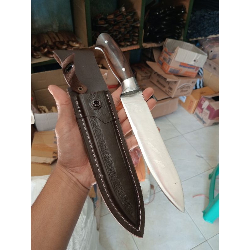 PISAU SESET FULL TANG ASLI BAJA HSS/ PISAU SANGAT TAJAM/ PISAU BOWIE