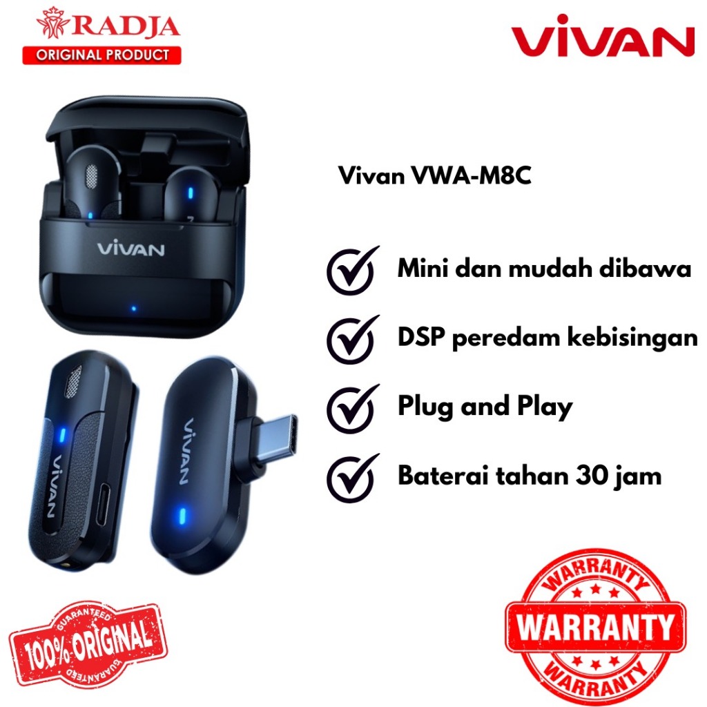 VIVAN Wireless Clip On Mic Microphone VWA-M8C VWA-M8L
