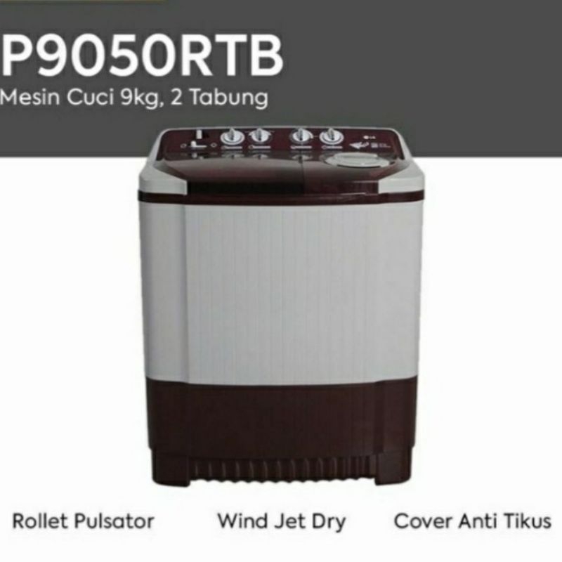 MESIN CUCI 2 TABUNG LG P9050R/RTB LG 2 TABUNG 9 KG P9050R