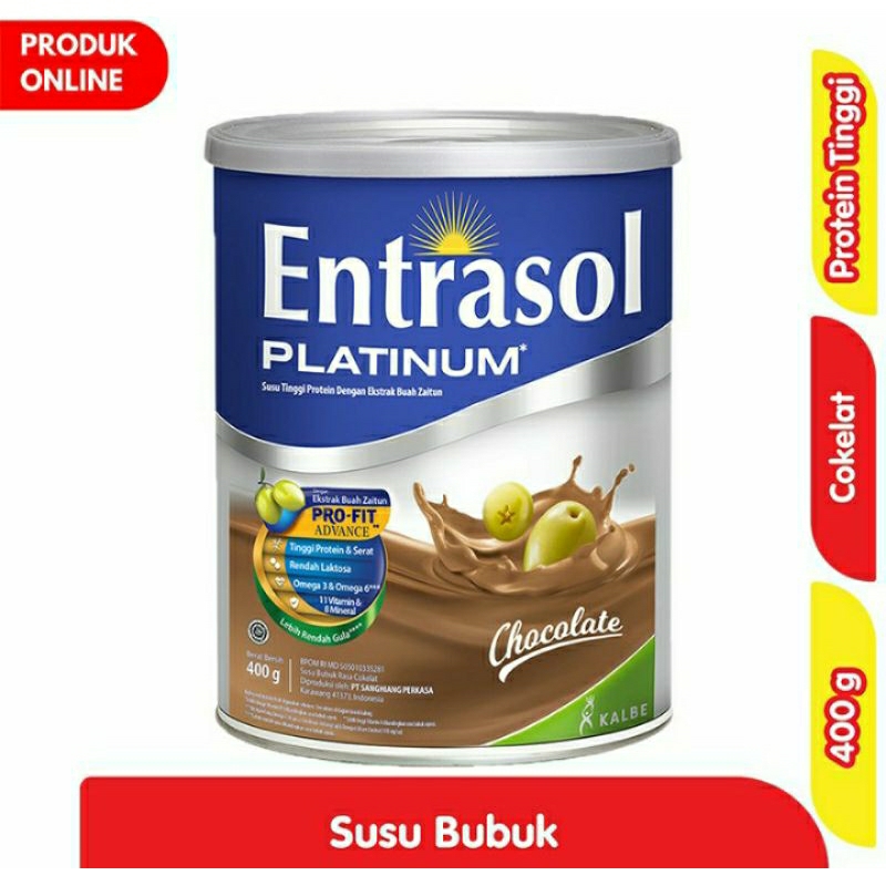 

Entrasol Platinum Susu Bubuk Tinggi Protein Dewasa Cokelat 400 g